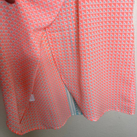 Julie Brown Orange Teal Geo Print Sleeveless Button Up 2 - Picture 8 of 12